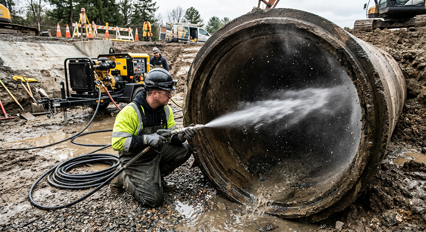 Hydrocurage haute pression pour débouchage de canalisation à Créteil